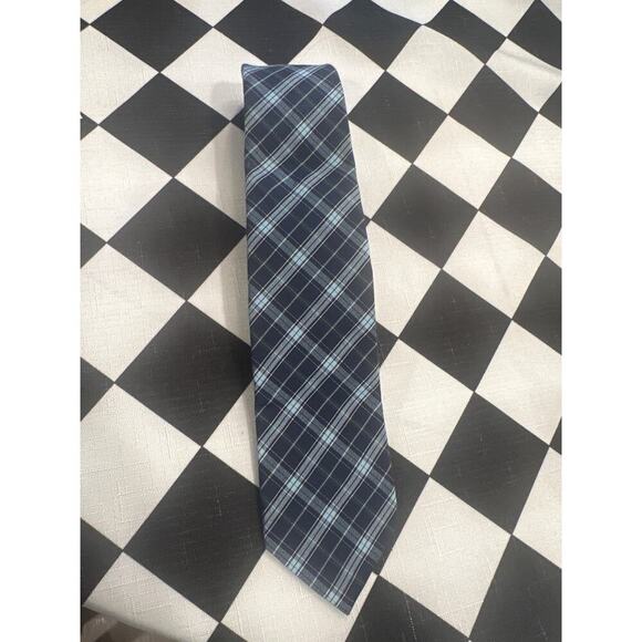 Banana Republic Tie Classic Navy Blue Grey Striped NeckTie cotton silk - Picture 1 of 5